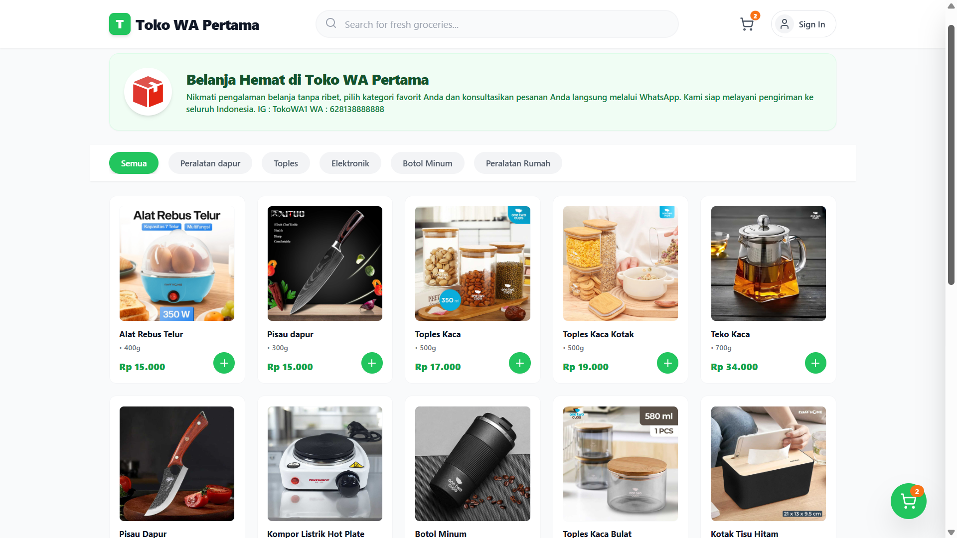 TokoWA Dashboard Management